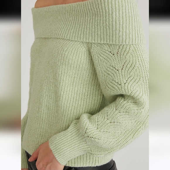 525 America New Marisa Green Relaxed Off Shoulder Pullover Sweater SZ Large - Picture 5 of 15
